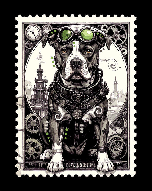 The Steampunk Stamp Pittie Mini Print (Ltd. Edition) (033026)