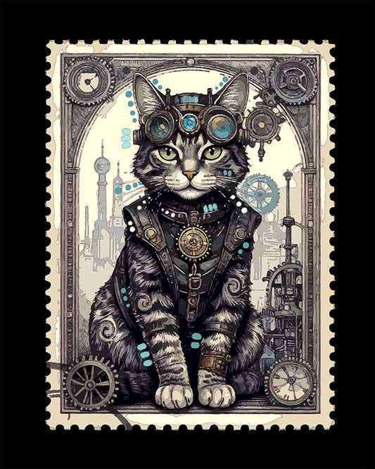 The Steampunk Stamp Tabby Mini Print (Ltd. Edition) (033026)