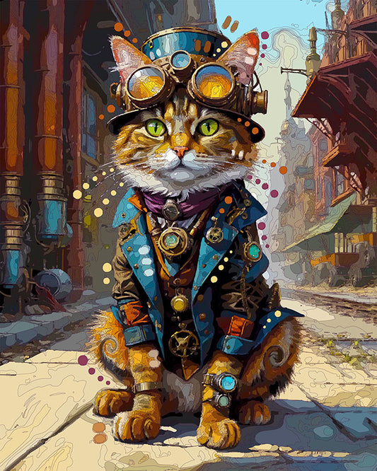 The Steampunk Street Cat Mini Print (Ltd. Edition) (030526)