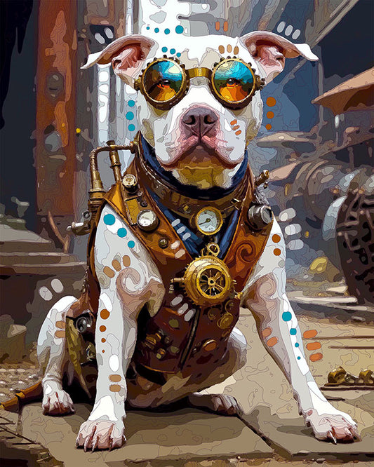 The Steampunk Street Pittie Mini Print (Ltd. Edition) (030526)