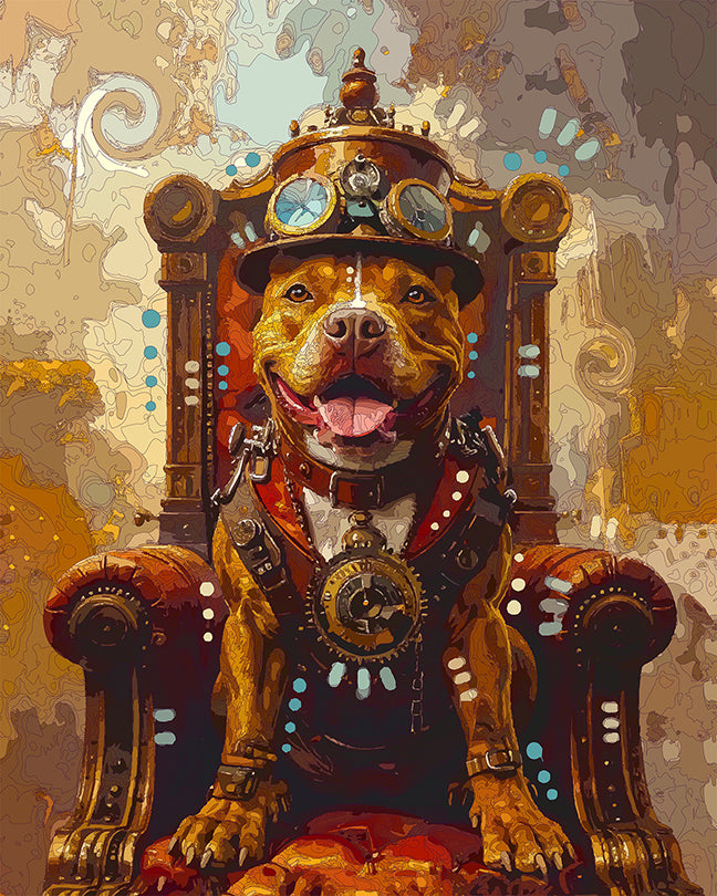 The Steampunk Throne Pittie Mini Print (Ltd. Edition) (042426)