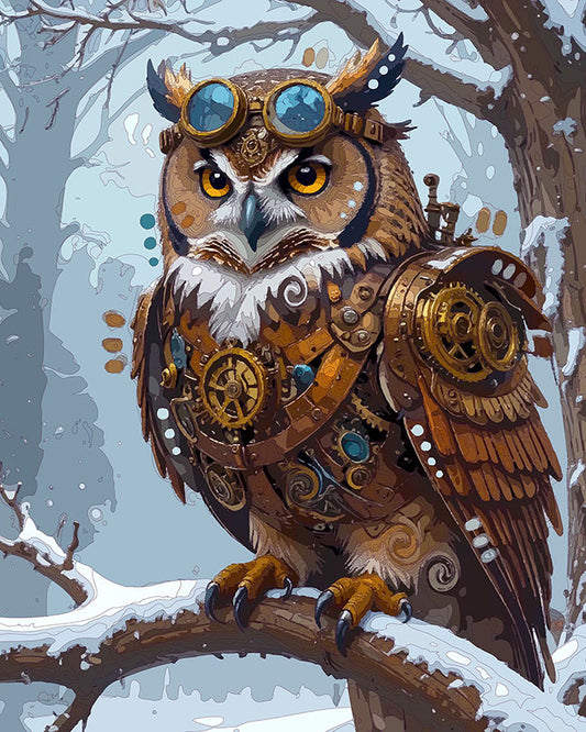 The Steampunk Winter Owl Mini Print (Ltd. Edition) (020526)