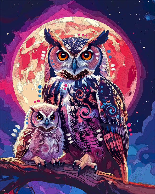 The Strawberry Moon Owls Mini Print (Ltd. Edition) (063026)