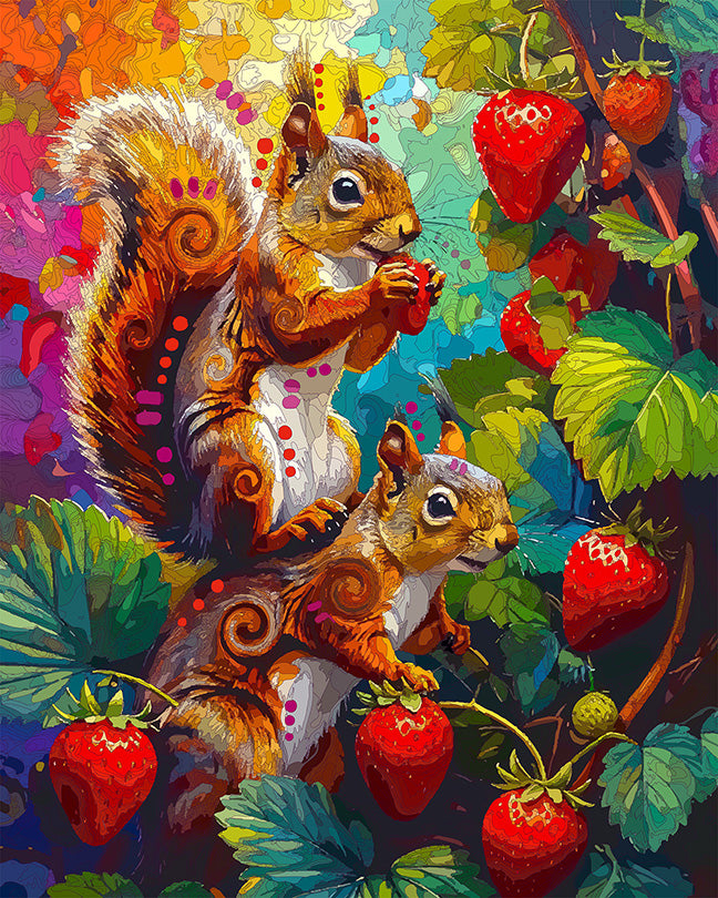 The Strawberry Squirrels Mini Print (Ltd. Edition) (072126)