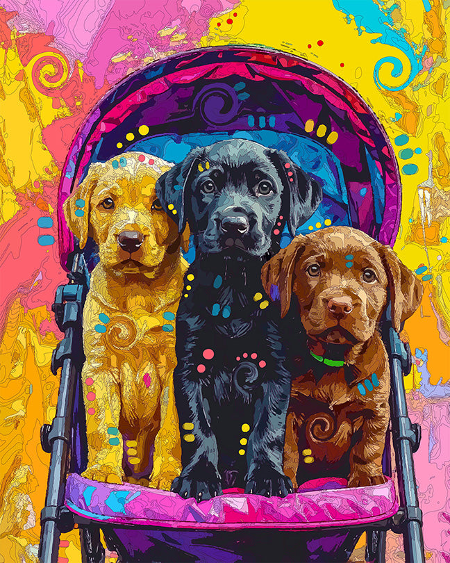 The Strolling Lab Pups Mini Print (Ltd. Edition) (081426)
