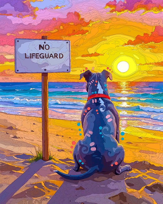 The Summer End Sunset Pittie Mini Print (Ltd. Edition) (090226)