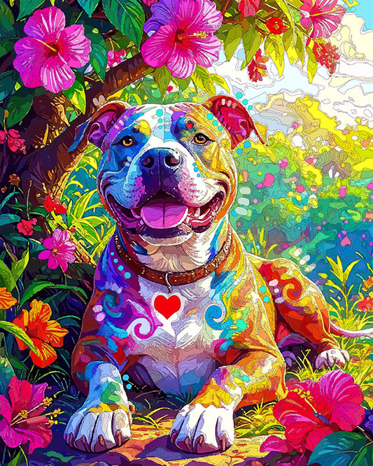 The Summertime Hibiscus Tree Pittie Mini Print (Ltd. Edition) (072325)