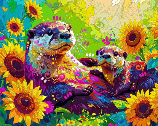 The Sunflower Frolic Otters Mini Print (Ltd. Edition) (041426)