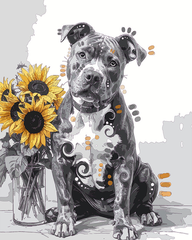 The Sunflower Pose Pittie Mini Print (Ltd. Edition) (110425)