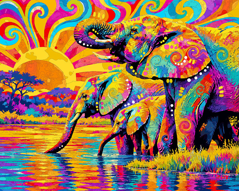The Sunset Elephants Mini Print (Ltd. Edition) (101426)
