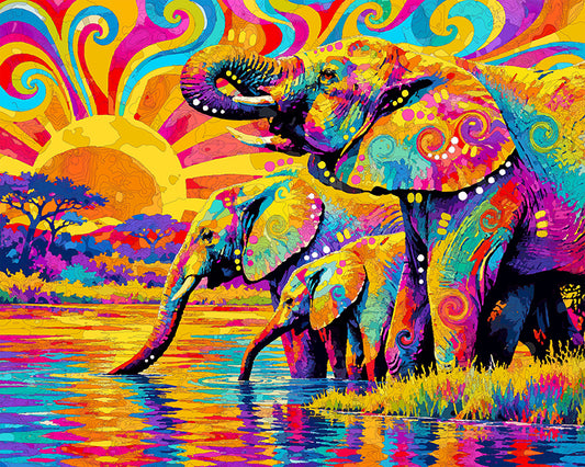 The Sunset Elephants Mini Print (Ltd. Edition) (101426)