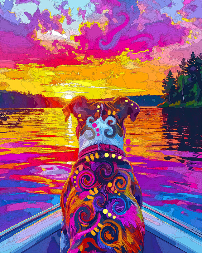 The Sunset Lake Pittie Mini Print (Ltd. Edition) (090426)