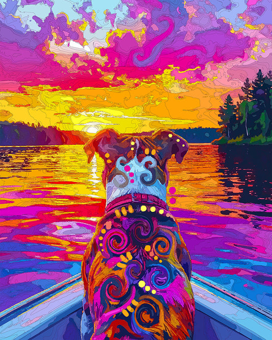 The Sunset Lake Pittie Mini Print (Ltd. Edition) (090426)