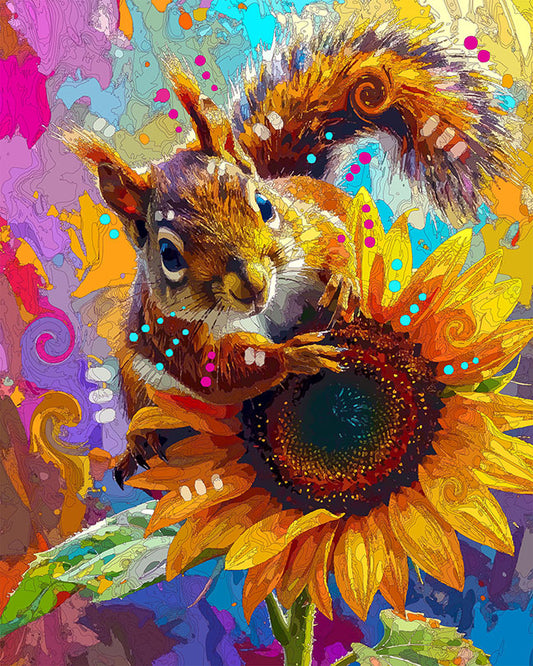 The Swing On Sunflower Squirrel Mini Print (Ltd. Edition) (050626)