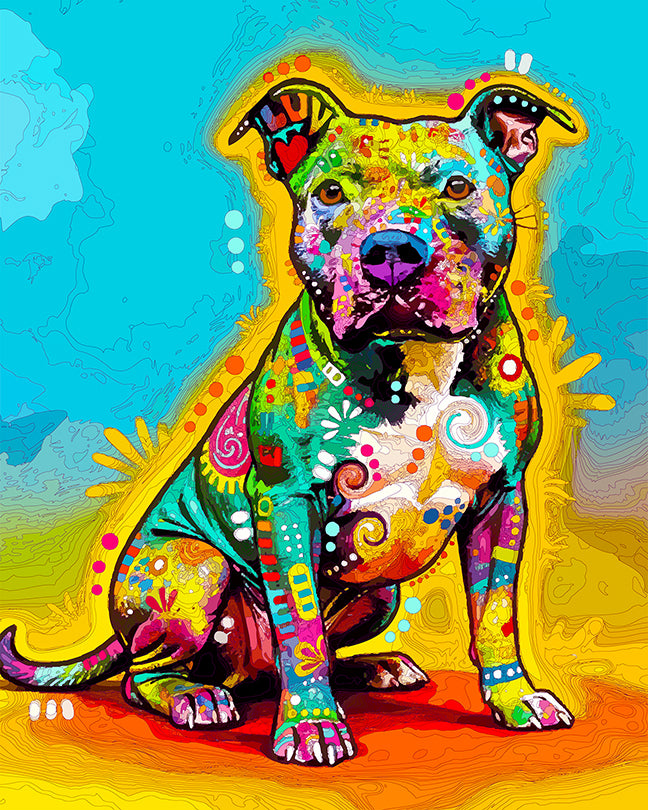 The Thoughtful Pit Bull Posing Mini Print (Ltd. Edition) (102326)