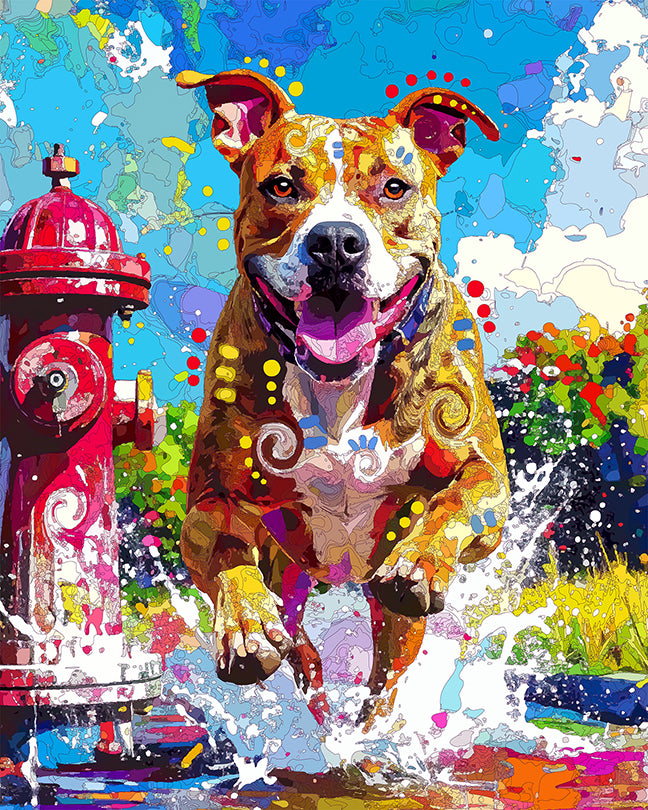 The Throwback Fire Hydrant Pittie Mini Print (Ltd. Edition) (062526)