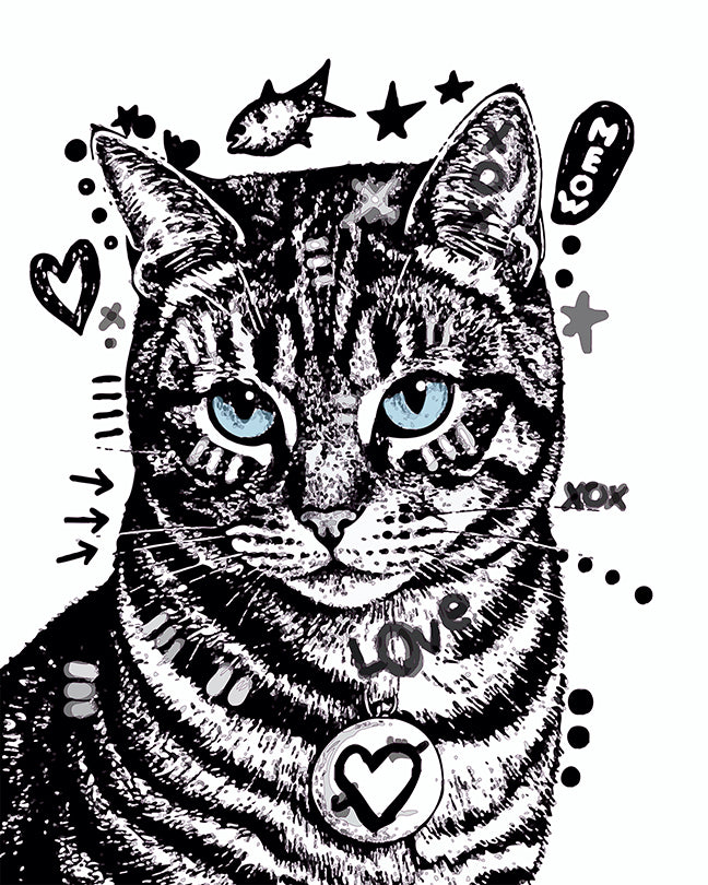 The Throwback Sketchy Little Tabby Mini Print (Ltd. Edition) (061726)