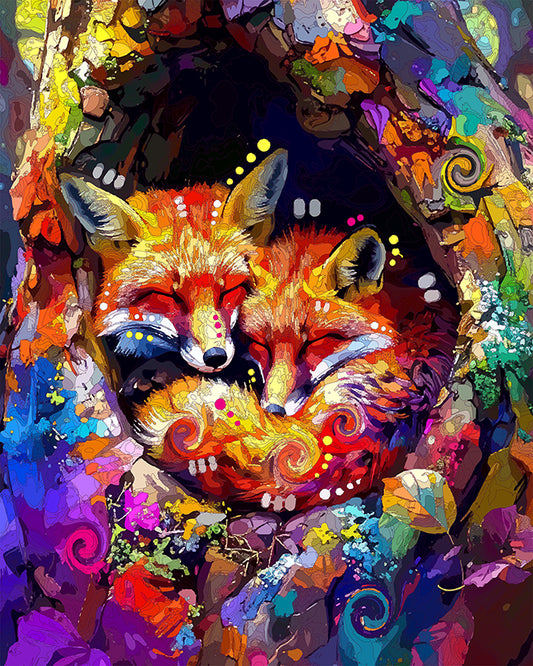 The Tree Hollow Resting Foxes Mini Print (Ltd. Edition) (051526)
