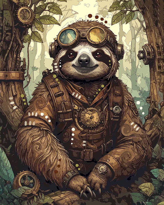 The Treetop Steampunk Sloth Mini Print (Ltd. Edition) (031726)