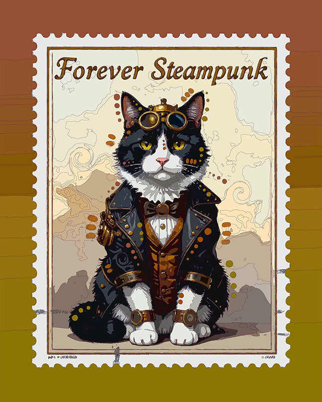 The Tuxie Forever Steampunk Stamp Mini Print (Ltd. Edition) (050626)