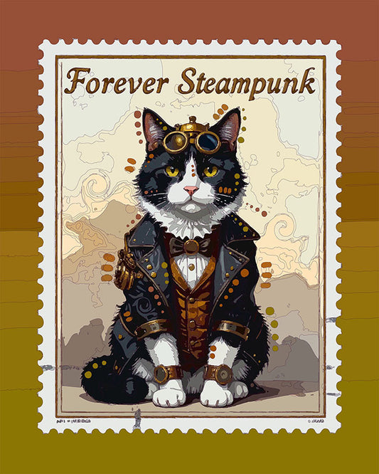 The Tuxie Forever Steampunk Stamp Mini Print (Ltd. Edition) (050626)