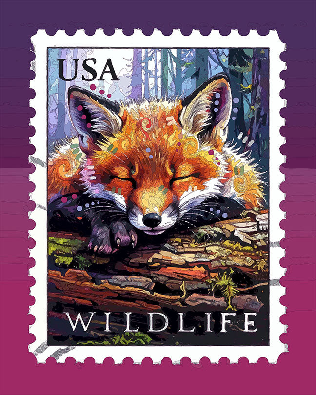 The USA Wildlife Fox Stamp Mini Print (Ltd. Edition) (021626)
