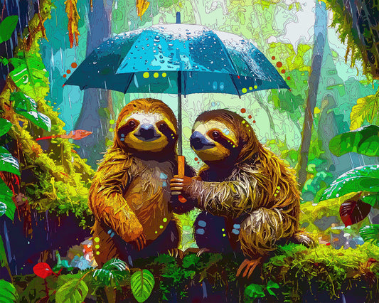 The Umbrella Sloths Mini Print (Ltd. Edition) (071425)