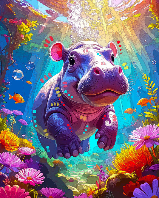 The Underwater Garden Hippo Mini Print (Ltd. Edition) (072825)