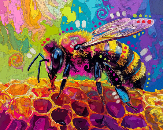 The Vibrant Honeycomb Bee Mini Print (Ltd. Edition) (041426)