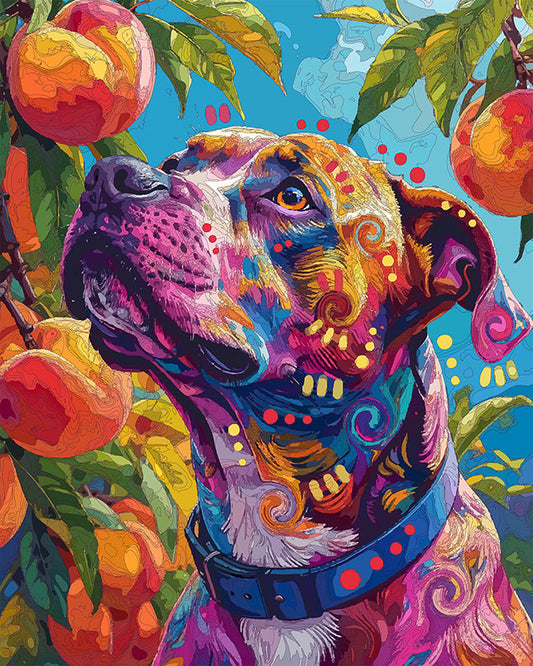 The Waiting Peach Tree Pittie Mini Print (Ltd. Edition) (040826)