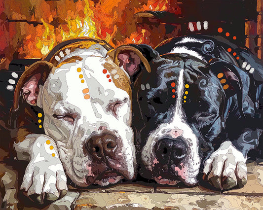 The Warm Winter Fire Pitties Mini Print (Ltd. Edition) (020626)