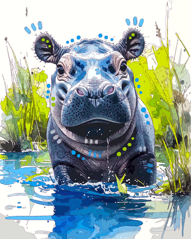 The Watercolor Hippo Mini Print (Ltd. Edition) (092325)