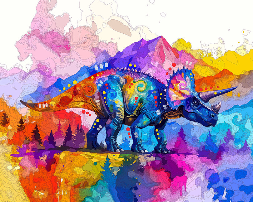 The Watercolor Triceratops Mini Print (Ltd. Edition) (090326)