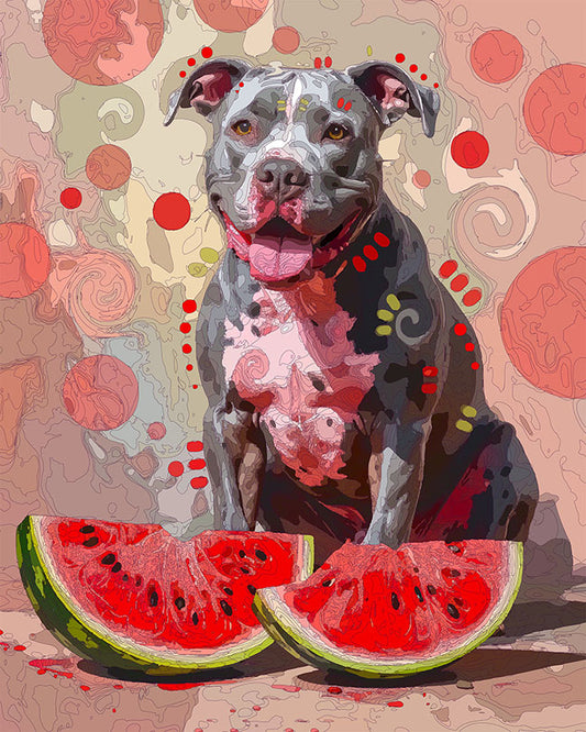 The Watermelon Photo Shoot Pittie Mini Print (Ltd. Edition) (041026)