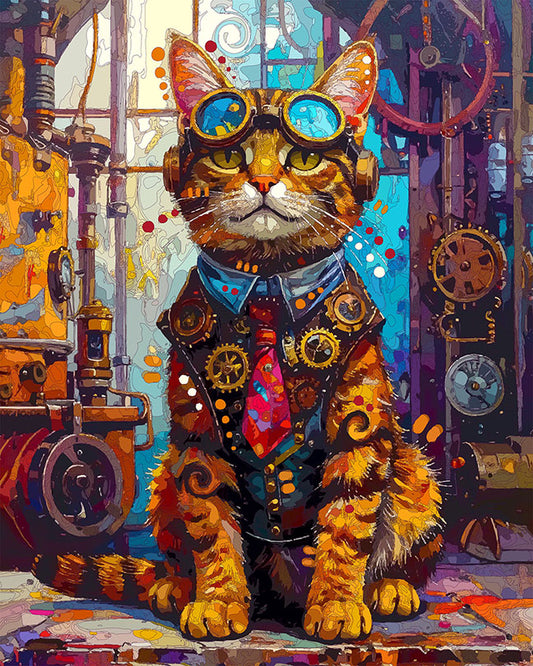 The Well Dressed Steampunk Tabby Mini Print (Ltd. Edition) (040826)