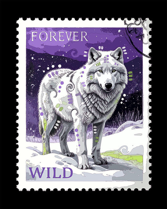 The White Wild Wolf Stamp Mini Print (Ltd. Edition) (020626)