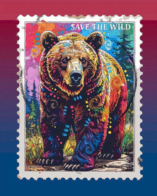 The Wild Grizzly Stamp Mini Print (Ltd. Edition) (021326)