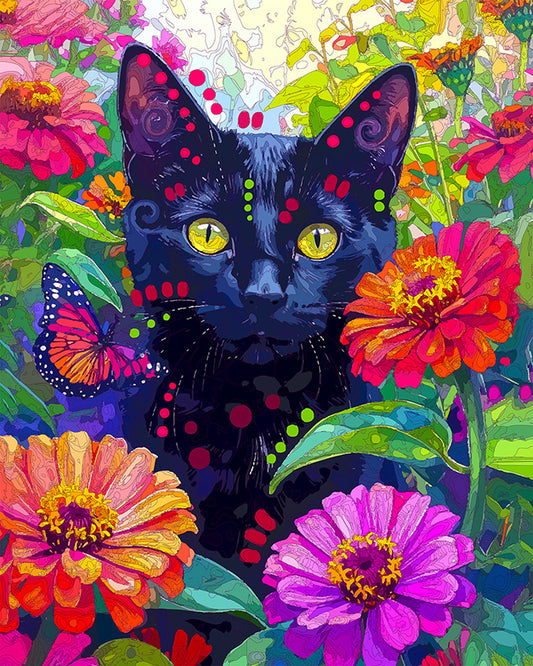 The Zinnia Garden Black Cat Mini Print (Ltd. Edition) (072826)